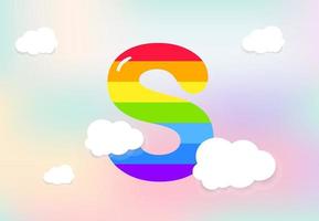 S lettera arcobaleno modelli disegno, astratto arcobaleno lettera per bambini, amore, famiglia e scholl concetto vettore illustrazione design