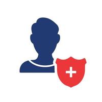 protezione di persone silhouette icona. vita privata icona. dipendente sicurezza e protezione. proteggere il tuo personale dati. isolato vettore illustrazione.