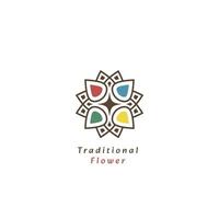 asiatico tradizionale colore astratto fiore logo design illustrazione lusso colore modello fiore asiatico islamico tailandese natura pieno di colori confine elemento ornamento terme modello semplice costume minimalista piatto vettore