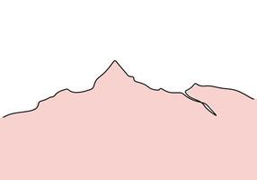 disegno vettoriale di una linea continua di paesaggio di montagna. bella vista con montagne e aria fresca. natura, schizzo panoramico di roccia. concetto di vacanza vacanza isolato su sfondo bianco