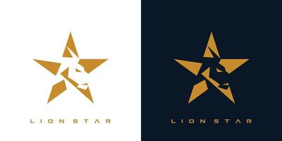 Leone stella logo design moderno e potente vettore