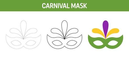 carnevale maschera tracciato e colorazione foglio di lavoro per bambini vettore