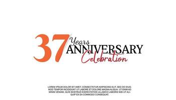 37 anni anniversario logotipo numero con rosso e nero colore per celebrazione evento isolato vettore
