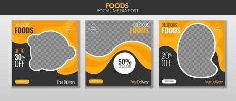 pacchetto di modelli di cibo post sui social media vettore