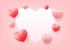 decorazione cornice romantica con cuori per banner felice giorno di San Valentino. vettore