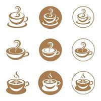 Progettazione dell'illustrazione dell'icona di vettore del modello di logo della tazza di caffè