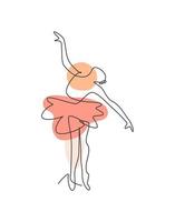 una linea continua disegno donna bellezza ballerina in movimento eleganza. la ballerina sexy minimalista della ragazza esegue il concetto di ballo. stampa della decorazione della parete. illustrazione vettoriale grafica di disegno a linea singola