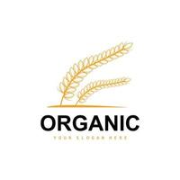 Grano riso logo, agricolo biologico impianti vettore, lusso design d'oro forno ingredienti vettore