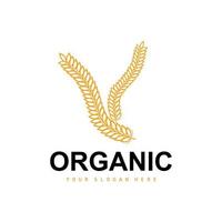 Grano riso logo, agricolo biologico impianti vettore, lusso design d'oro forno ingredienti vettore