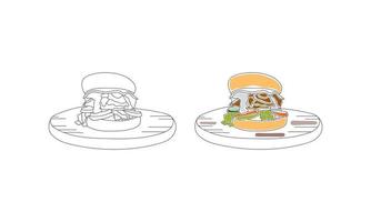 hamburger linea arte design vettore. vettore