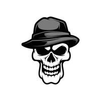 cranio cappello fedora logo design vettore