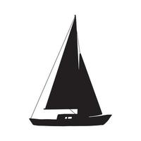 pesca barca nero silhouette. piccolo navi nel piatto design. ragazzo giocattolo stile. vettore illustrazione su bianca sfondo
