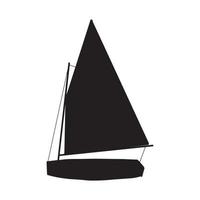 pesca barca nero silhouette. piccolo navi nel piatto design. ragazzo giocattolo stile. vettore illustrazione su bianca sfondo