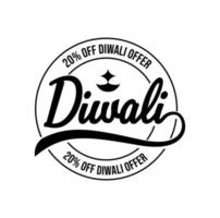 Diwali offrire etichetta icona. 20 per cento via Diwali offerta. vettore