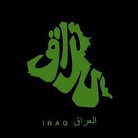 Iraq carta geografica lettering nel Arabo. Iraq tipografia nel carta geografica forma.. vettore