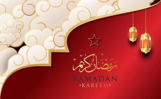 modello di biglietto di auguri ramadan kareem design elegante, sfondo islamico con calligrafia araba vettore