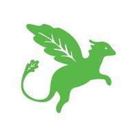 verde Drago logo design. foglia e animale cartello e simbolo. vettore