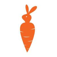 coniglio carota logo design. carino animale verdura cartello e simbolo. vettore