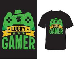 fortunato gamer maglietta design per st patricks giorno professionista Scarica vettore