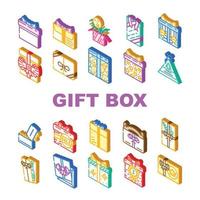 regalo scatola compleanno nastro icone impostato vettore