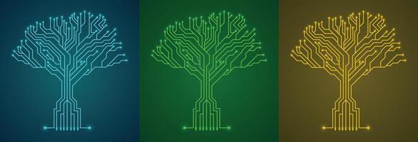 circuito tavola albero impostato con diverso colori, tecnologia sfondo concetto vettore illustrazione
