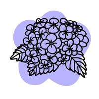 fiore con colorato spazzola nel piatto scarabocchio cartone animato stile. vettore illustrazione isolato su bianca sfondo.