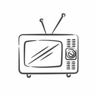 Vintage ▾ retrò televisione linea arte. retrò tv disegnato a mano vettore