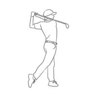 uomo giocando golf linea arte illustrazione vettore