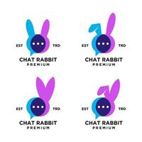 Chiacchierare coniglio logo icona design illustrazione vettore