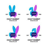 Chiacchierare coniglio logo icona design illustrazione vettore
