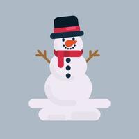Natale carino pupazzo di neve con cappello vettore