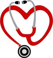 rosso stetoscopio logo vettore illustrazione con cerchio cuore