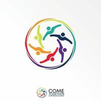 attivo corpo o umano con mani nel taglio cerchio in giro Immagine grafico icona logo design astratto concetto vettore scorta. può essere Usato come un' simbolo relazionato per squadra o comunità