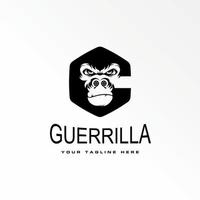 gorilla testa nel arrabbiato espressione con nel esagono o ellisse piace lettera g o c font con rotolo film su naso grafico icona logo design astratto concetto vettore azione animale o iniziale