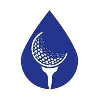 golf logo design modello vettore. golf palla su tee con far cadere forma logo design icona. vettore