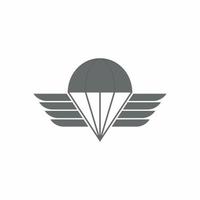 militare distintivo illustrazione di paracadute con Ali o paracadutista distintivo Usato di paracadute reggimento nel il Britannico armato forze su isolato sfondo nel nero e bianca retrò stile vettore