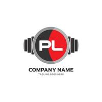 pl lettera logo design icona fitness e musica vettore simbolo.