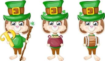 collezione di coniglietto personaggi per st. Patrick giorno carte vettore