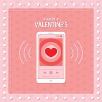 musica giocatore su mobile Telefono schermo. contento san valentino giorno carta vettore