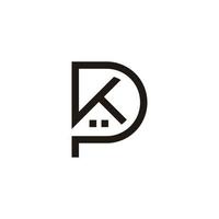 lettera pk casa forma semplice geometrico linea simbolo logo vettore