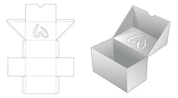 scatola a fogli mobili con finestra a forma di cuore sulla parte superiore modello fustellato vettore