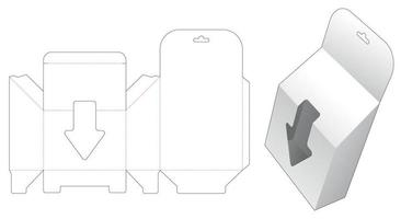 confezione smussata sospesa con modello fustellato per finestra a forma di freccia vettore