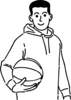 illustrazione di uomo Tenere pallacanestro vettore