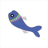 divertente squalo cartone animato indossare pirata cappello con calamaro sott'acqua, colorazione libro o pagina vettore