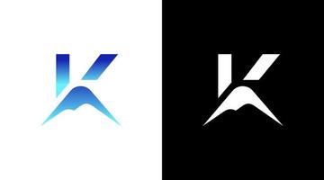 lettera K e montagna logo design iniziale vettore monogramma icona stile modello