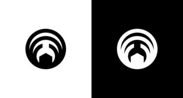 Internet Wi-Fi logo senza fili Radio segnale nero e bianca icona illustrazione stile disegni modelli vettore