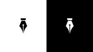 penna autore logo icona vettore nero e bianca stile design modello