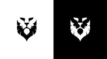 Leone re energia logo vettore selvaggio monogramma nero e bianca icona stile design modello