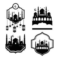 Ramadan karem, eid al-fitr, moschea decorazione silhouette design vettore