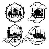 Ramadan karem, eid al-fitr, moschea decorazione silhouette design vettore